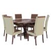 Picture of Hosford Modern Handcrafted Solid Wood 8 Piece Round Dining Room Set