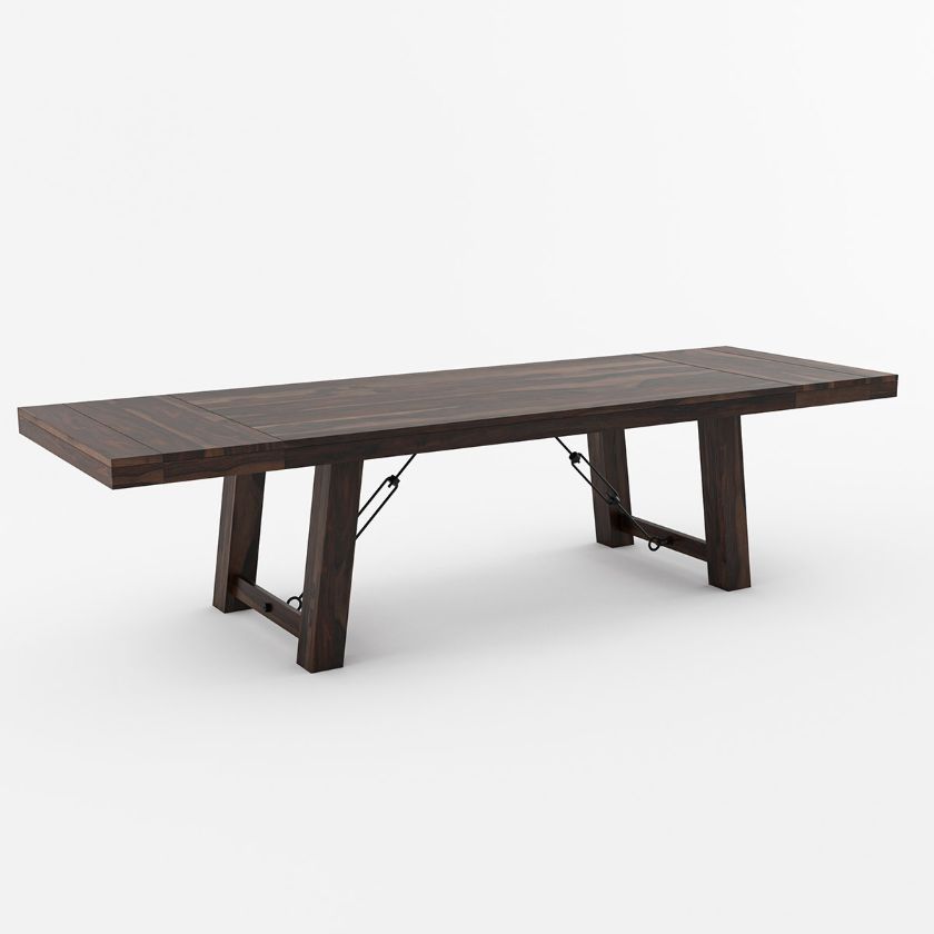 Picture of Tirana Rustic Solid Wood Large Dining Table With Extendable Leaves
