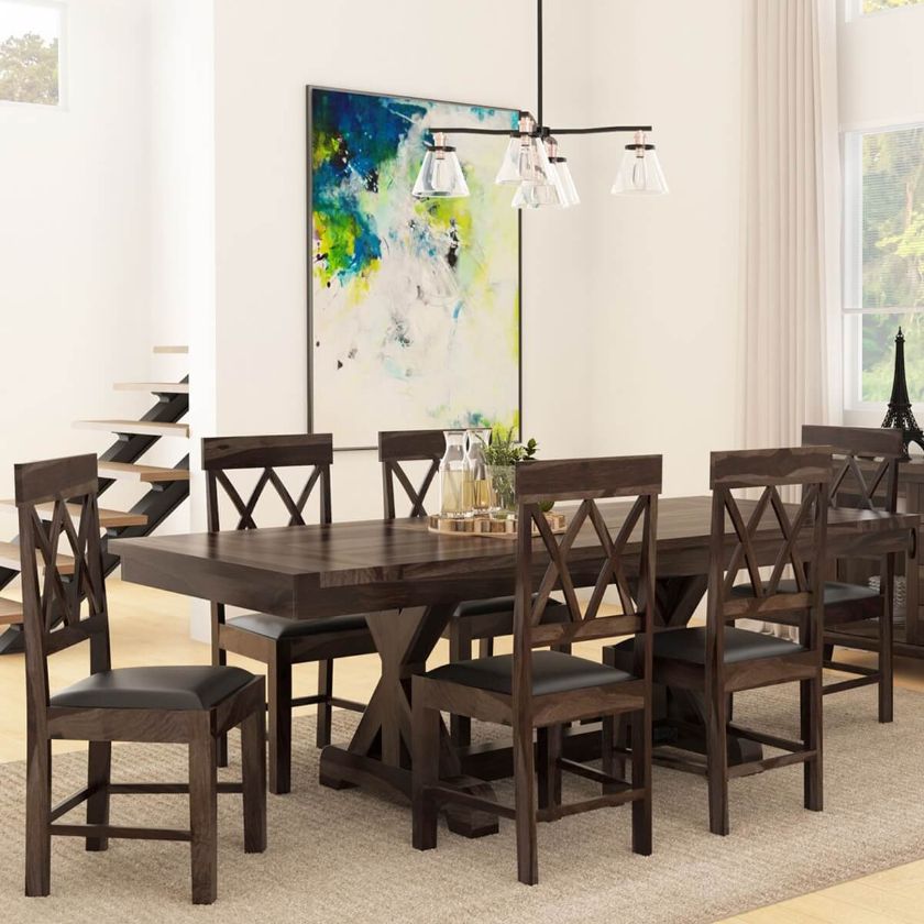 Picture of Antwerp X Pattern Farmhouse Extendable Dining Table & Chair Set