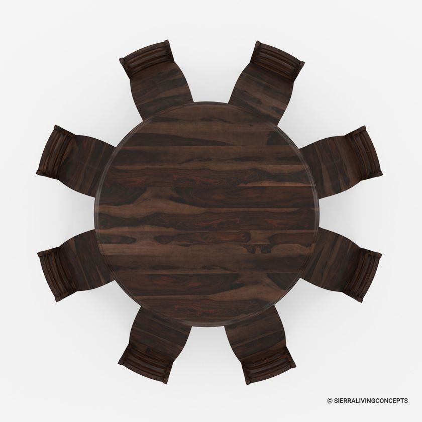 Minsk Rustic Rosewood Traditional Pedestal Round Dining Table Set For 4 ...