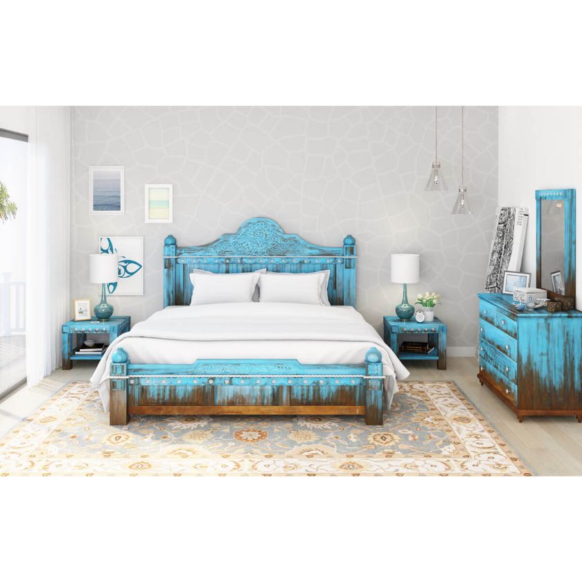 Picture of Empire Blue Dawn Solid Wood 5 Piece Bedroom Set