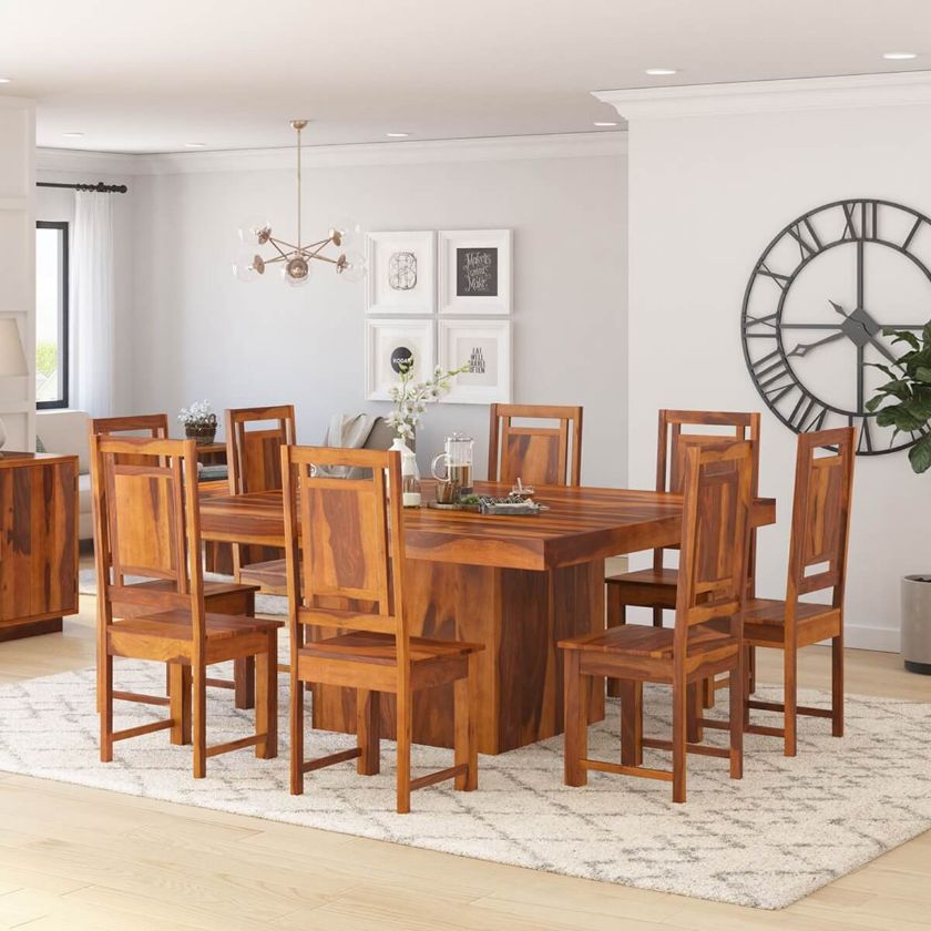 Picture of Brocton Solid Wood Square Pedestal Dining Table and Chair Set
