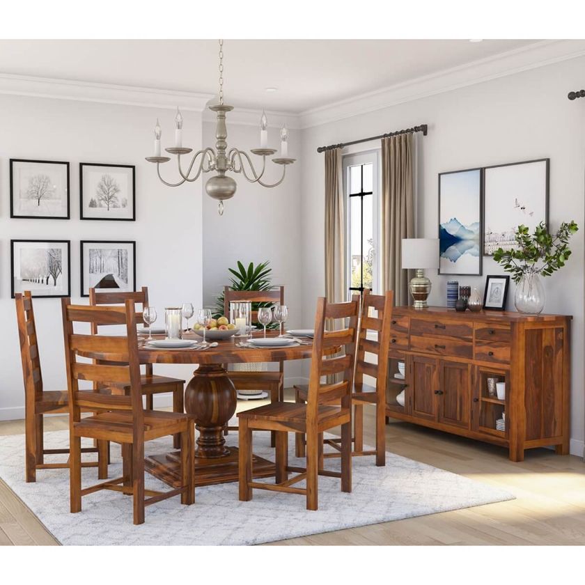 Picture of Cloverdale Solid Wood 8 Piece Round Dining Room Set