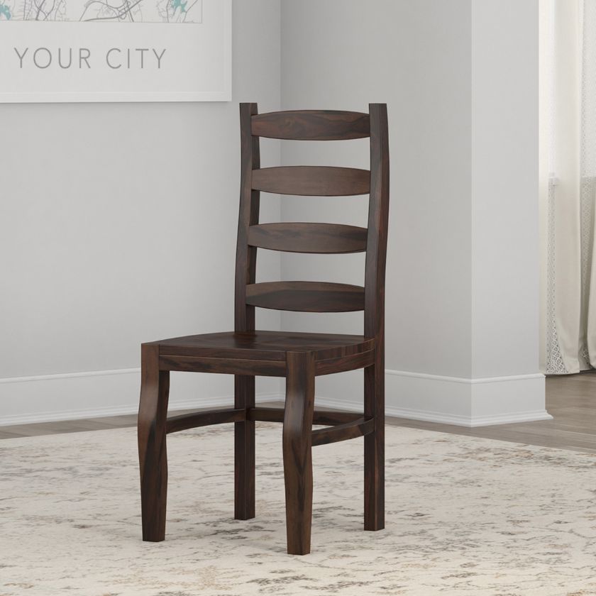 Picture of Minsk Rustic Traditional Rosewood Ladder Back Dining Chair