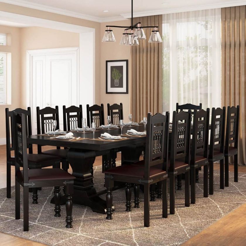 Picture of Harold Traditional Solid Rosewood Pedestal Dining Table Set For 12