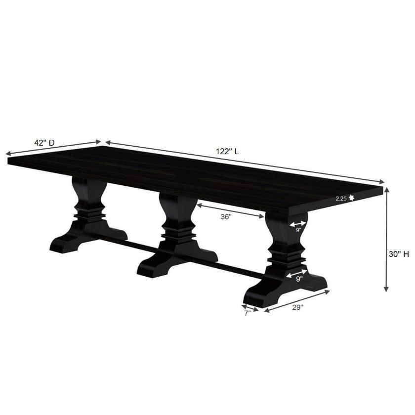 Harold Traditional Solid Rosewood Pedestal Dining Table Set For 12 Dimension Image