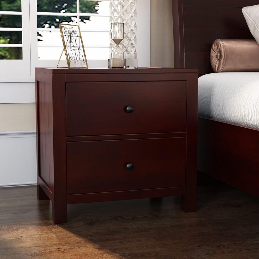 Picture of Petros Transitional Mahogany Wood 2 Drawer Nightstand