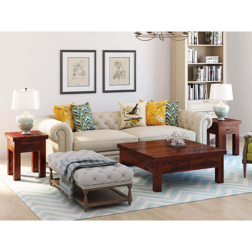 Picture of Cheverly Modern Style Solid Wood 3 Piece Coffee Table Set With Storage