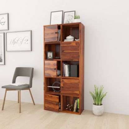 Picture of Prichard Solid Wood Cube Style Home Office Bookcase with 5 Door Cabinets
