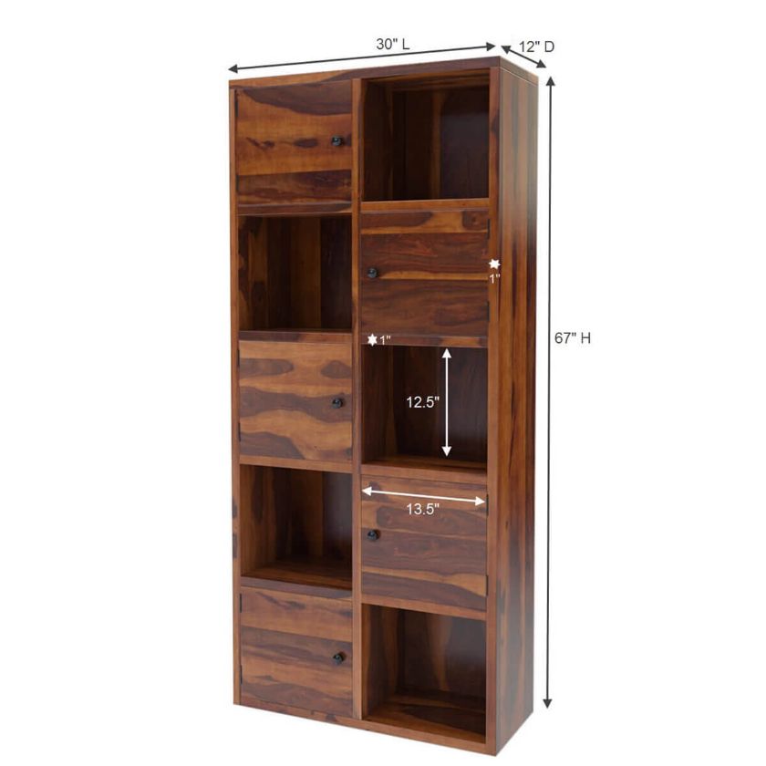 Prichard Solid Wood Cube Style Home Office Bookcase with Door Cabinets (67