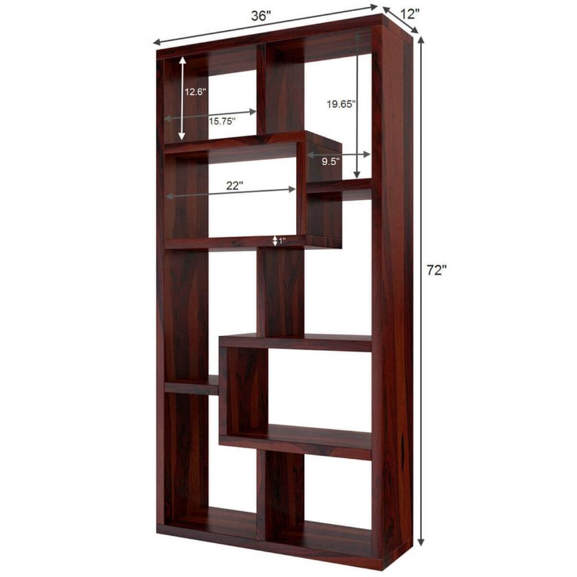 Gadsden Solid Wood Geometric Bookcase (72