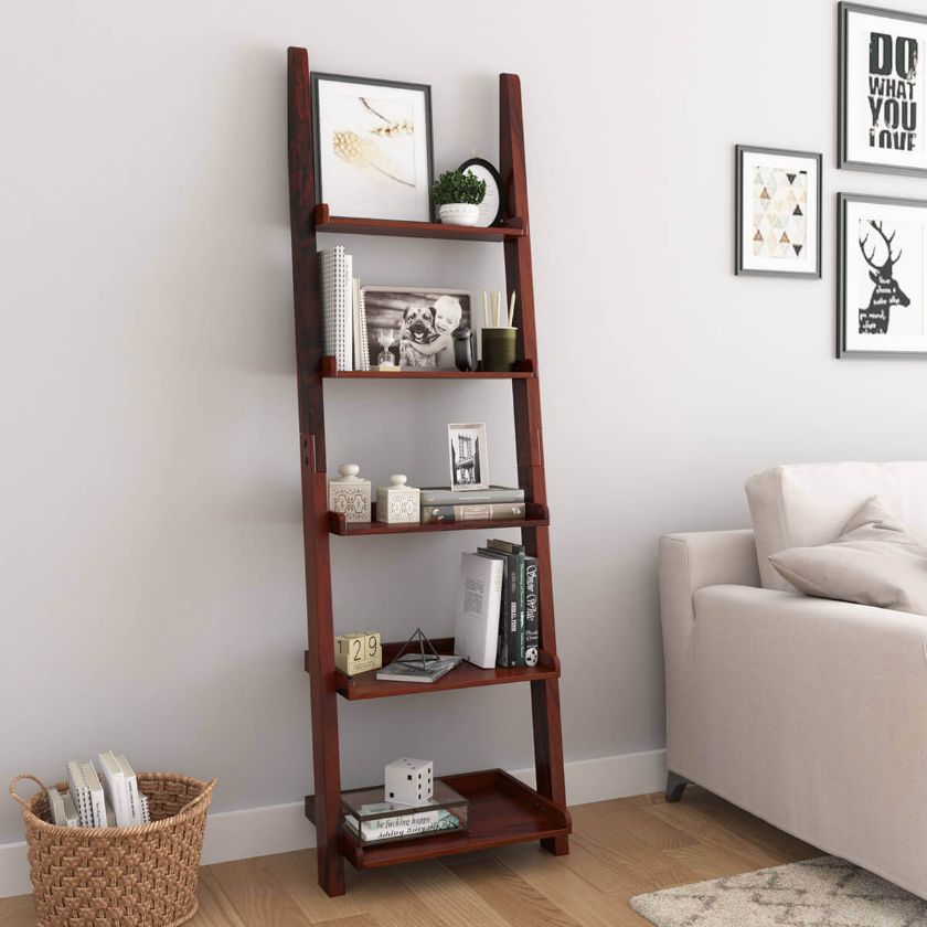 Picture of Waterheven Modern Style 5 Tier Leaning Ladder Home Display Bookshelf