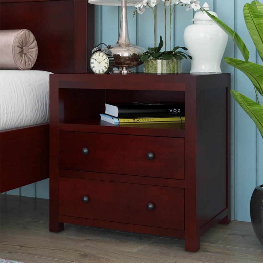 Picture of Andalusia Contemporary Solid Mahogany Wood 2 Drawer Nightstand
