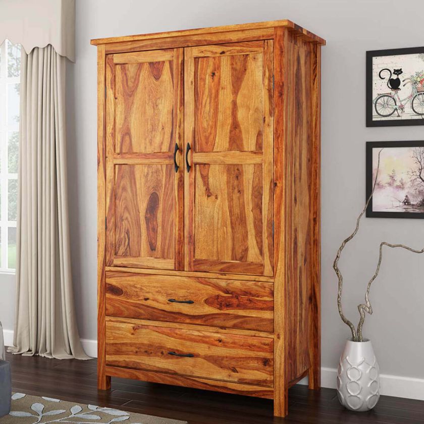 Picture of Healdsburg Farmhouse Solid Wood Large Wardrobe Armoire With Drawers