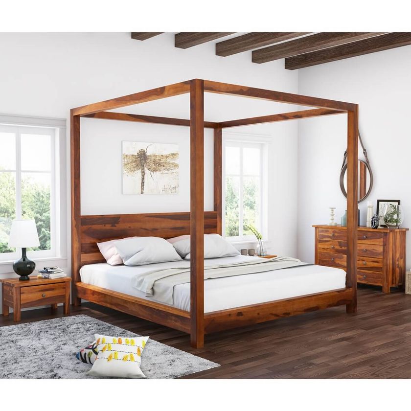 Picture of Osteen Contemporary Solid Wood 4 Piece Bedroom Set