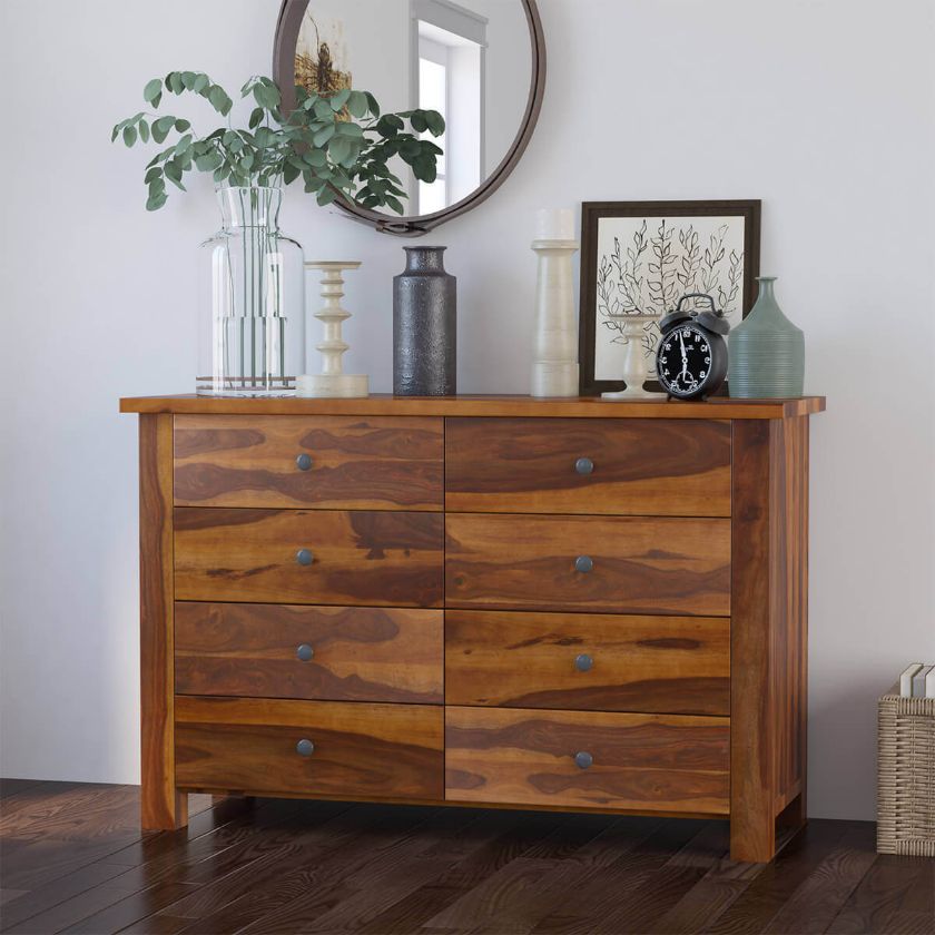 Picture of Osteen Contemporary Rustic Solid Wood Bedroom Dresser With 8 Drawers