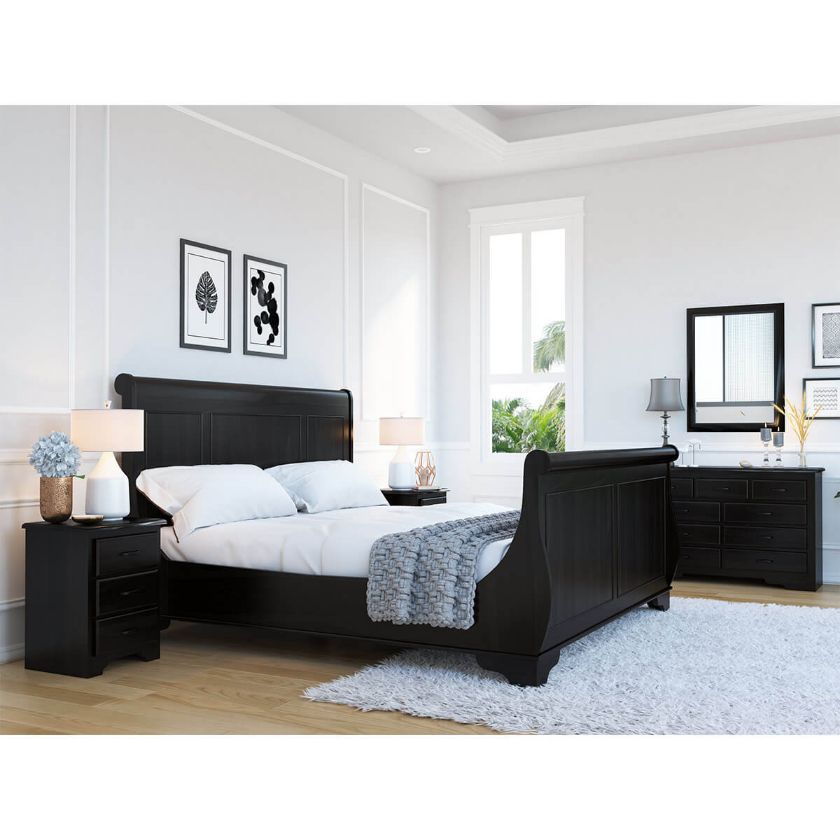 Picture of Majorca Contemporary 4 Piece Solid Wood Sleigh Bedroom Set