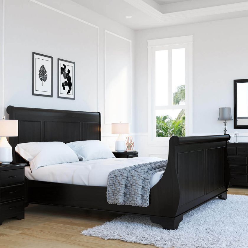 Picture of Majorca Contemporary Solid Wood Platform Sleigh Bed