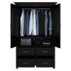 Picture of Magaluf Solid Wood Black Mirrored Armoire