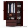 Picture of Carina Modern Solid Mahogany Wood Large Clothing Armoire Wardrobe