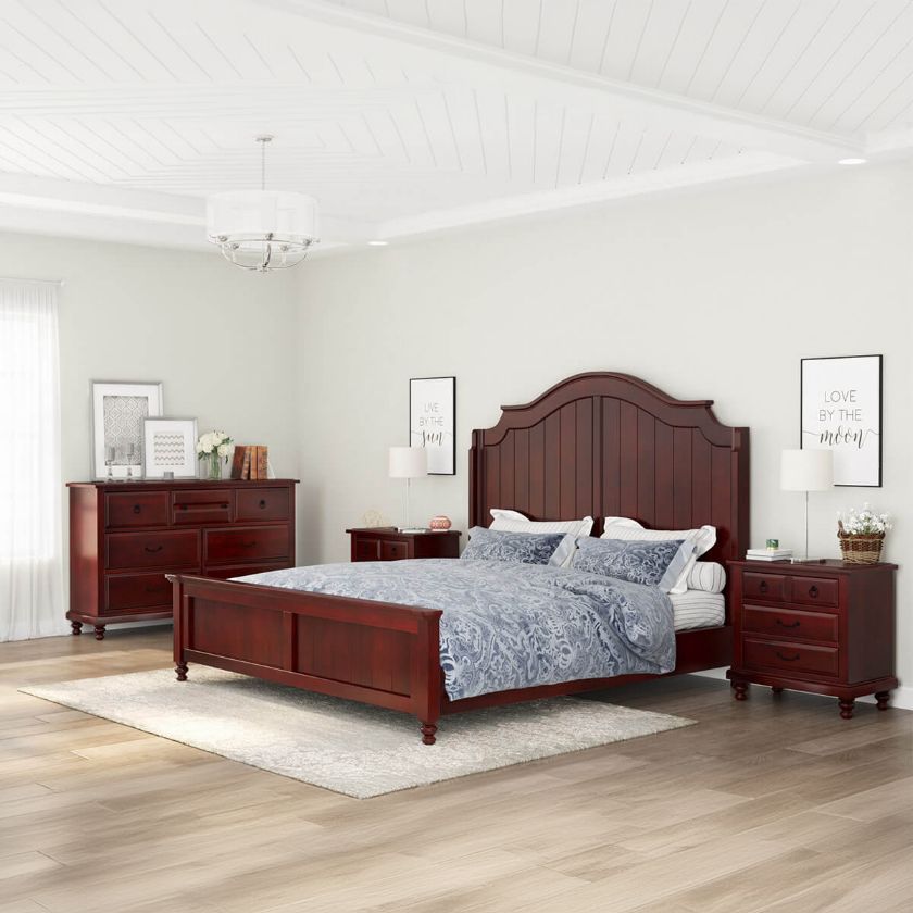 Picture of Iowa Traditional Style Solid Mahogany Wood 4 Piece Bedroom Set