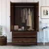 Picture of Bozeman Rustic Solid Wood Wardrobe Large Armoire With Drawers