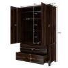 Picture of Bozeman Rustic Solid Wood Wardrobe Large Armoire With Drawers