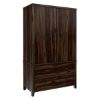 Picture of Bozeman Rustic Solid Wood Wardrobe Large Armoire With Drawers