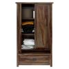 Picture of Kivalina Rustic Solid Wood Armoire Closet With Shelves And Drawer
