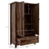 Picture of Kivalina Rustic Solid Wood Armoire Closet With Shelves And Drawer