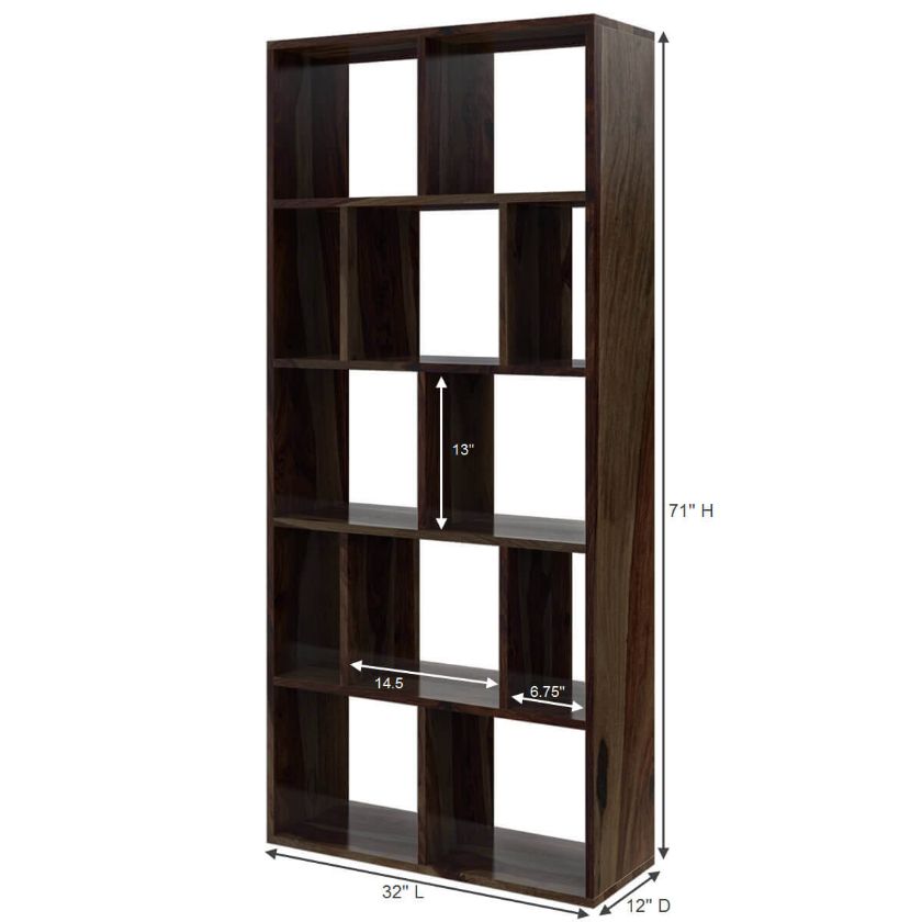 Acampo Modern Solid Wood Geometric Bookcase (71