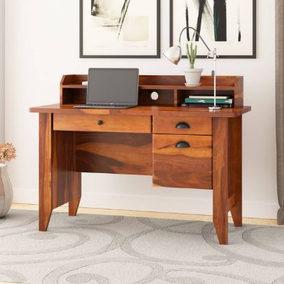 Picture of Dudleyville Solid Wood Small Home Office Computer Desk with Drawers