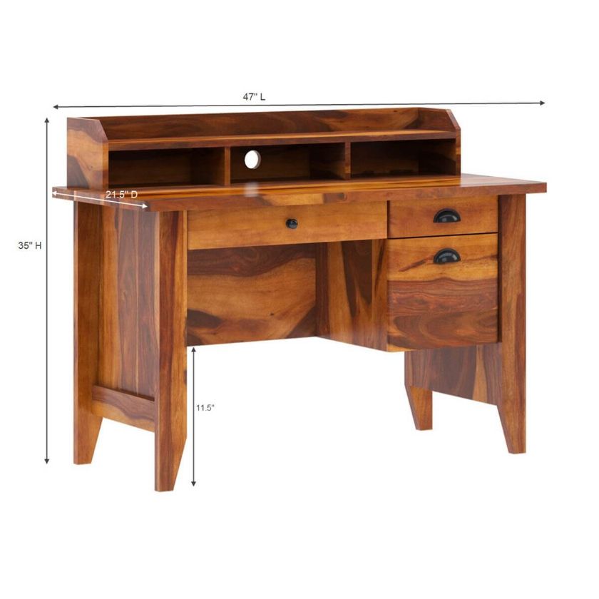 Dudleyville Solid Wood Small Home Office Computer Desk with Drawers Dimension Image