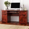 Picture of Poston Rustic Solid Wood 4 Drawer 62 Inch Large Home Office Computer Desk