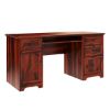 Picture of Poston Rustic Solid Wood 4 Drawer 62 Inch Large Home Office Computer Desk