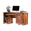 Picture of Gisela Solid Wood Computer Desk With Wooden Keyboard Tray 
