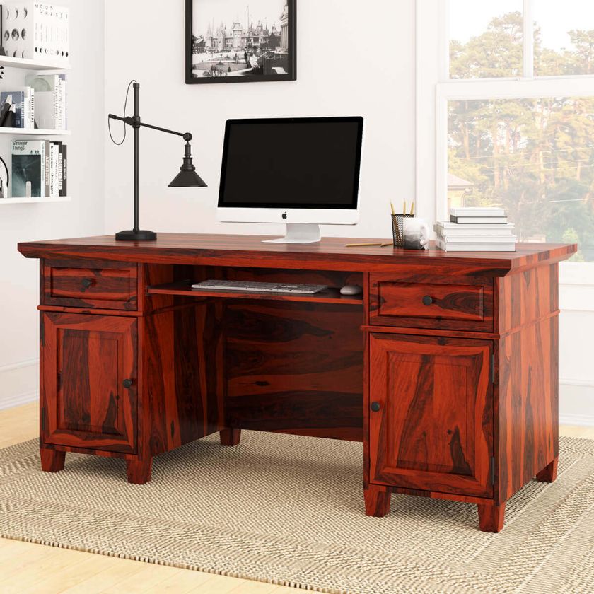 Picture of Bedias Solid Wood Home Office Computer Desk