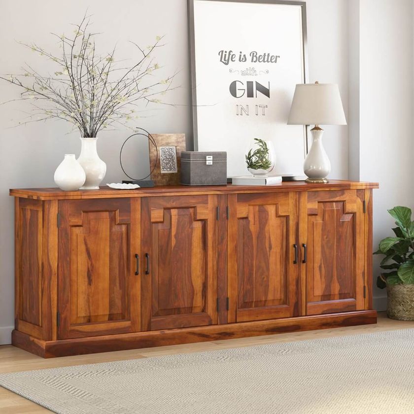 Picture of Benbow Rustic Solid Wood 4 Door Extra Long Sideboard Cabinet