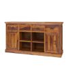Picture of Ballico Rustic Solid Wood Front Open Shelf 4 Drawer Large Sideboard