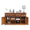 Picture of Ballico Rustic Solid Wood Front Open Shelf 4 Drawer Large Sideboard