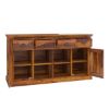 Picture of Ballico Rustic Solid Wood Front Open Shelf 4 Drawer Large Sideboard