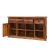 Picture of Ballico Rustic Solid Wood Front Open Shelf 4 Drawer Large Sideboard