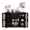 Picture of Calpella Solid Wood Glass Door Rustic Sideboard with Drawer