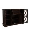 Picture of Calpella Solid Wood Glass Door Rustic Sideboard with Drawer