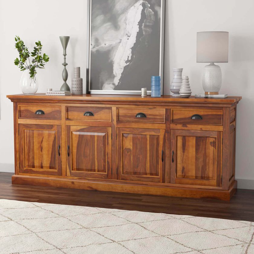 Picture of Cleone Rustic Solid Wood Extra Long Sideboard Cabinet