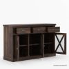 Picture of Chester Solid Wood Grid Door 3 Drawer Rustic Sideboard