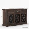 Picture of Chester Solid Wood Grid Door 3 Drawer Rustic Sideboard