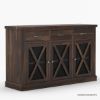 Picture of Chester Solid Wood Grid Door 3 Drawer Rustic Sideboard