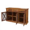 Picture of Chester Solid Wood Grid Door 3 Drawer Rustic Sideboard
