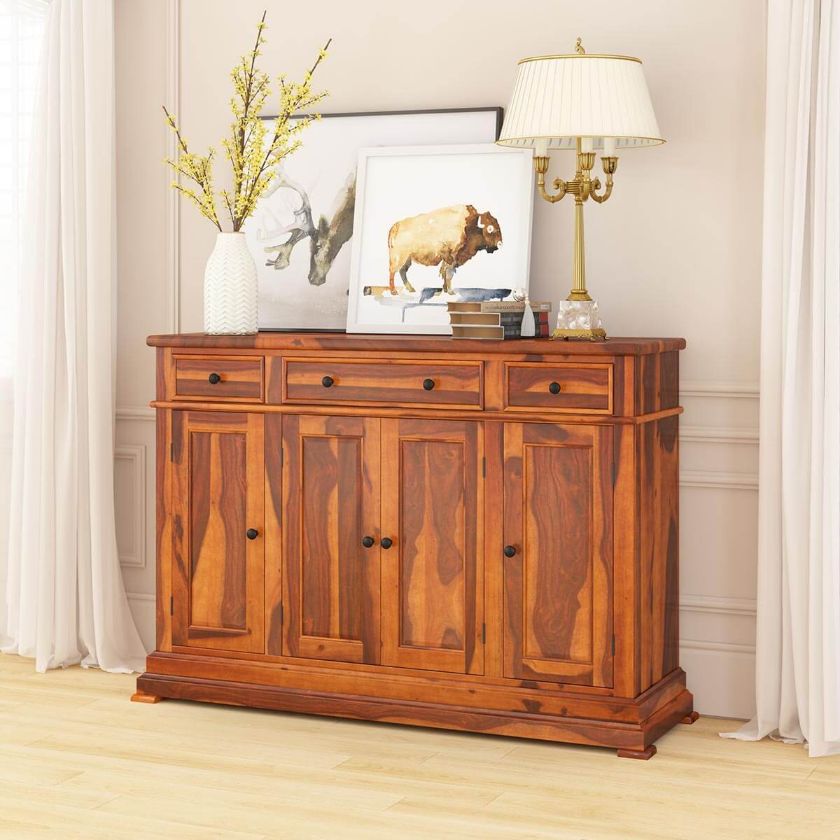 Picture of Carlsbad Rustic Solid Wood 3 Drawer Large Sideboard